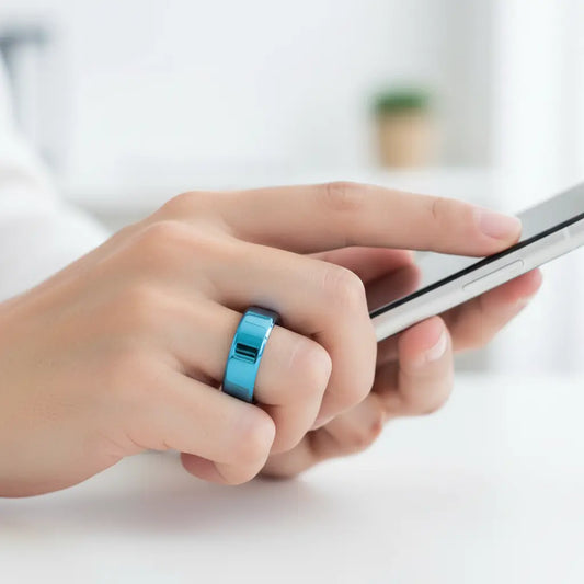 Smart Ring Ceramic Smart Ring Health Sleep Monitoring Step Counter Remote Camera IP68 Intelligent Wearable Device for JYouPro APP (8) The Blue Coil