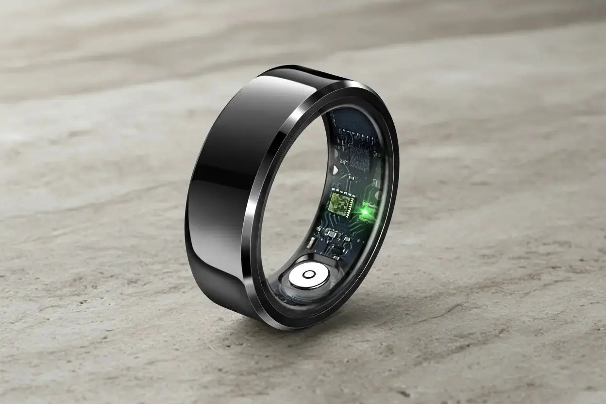 Smart Ring Health Rings Waterproof Heart Rate Monitor Calorie Counter Pedometer Distance Sleep Tracker Long Battery Life Fashion Step Counter Sports Smart Rings for Men Women The Blue Coil