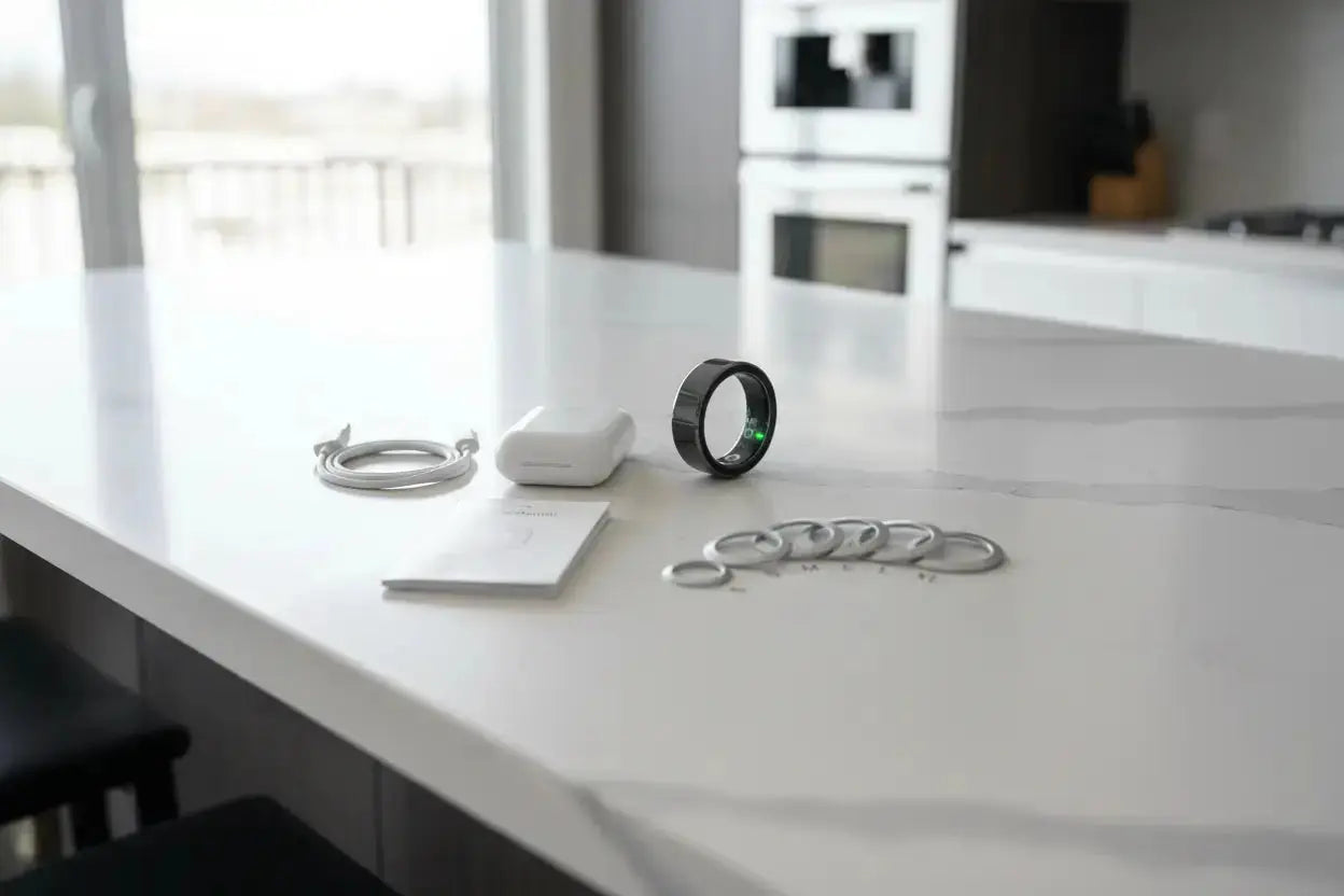 Smart Ring Health Rings Waterproof Heart Rate Monitor Calorie Counter Pedometer Distance Sleep Tracker Long Battery Life Fashion Step Counter Sports Smart Rings for Men Women The Blue Coil