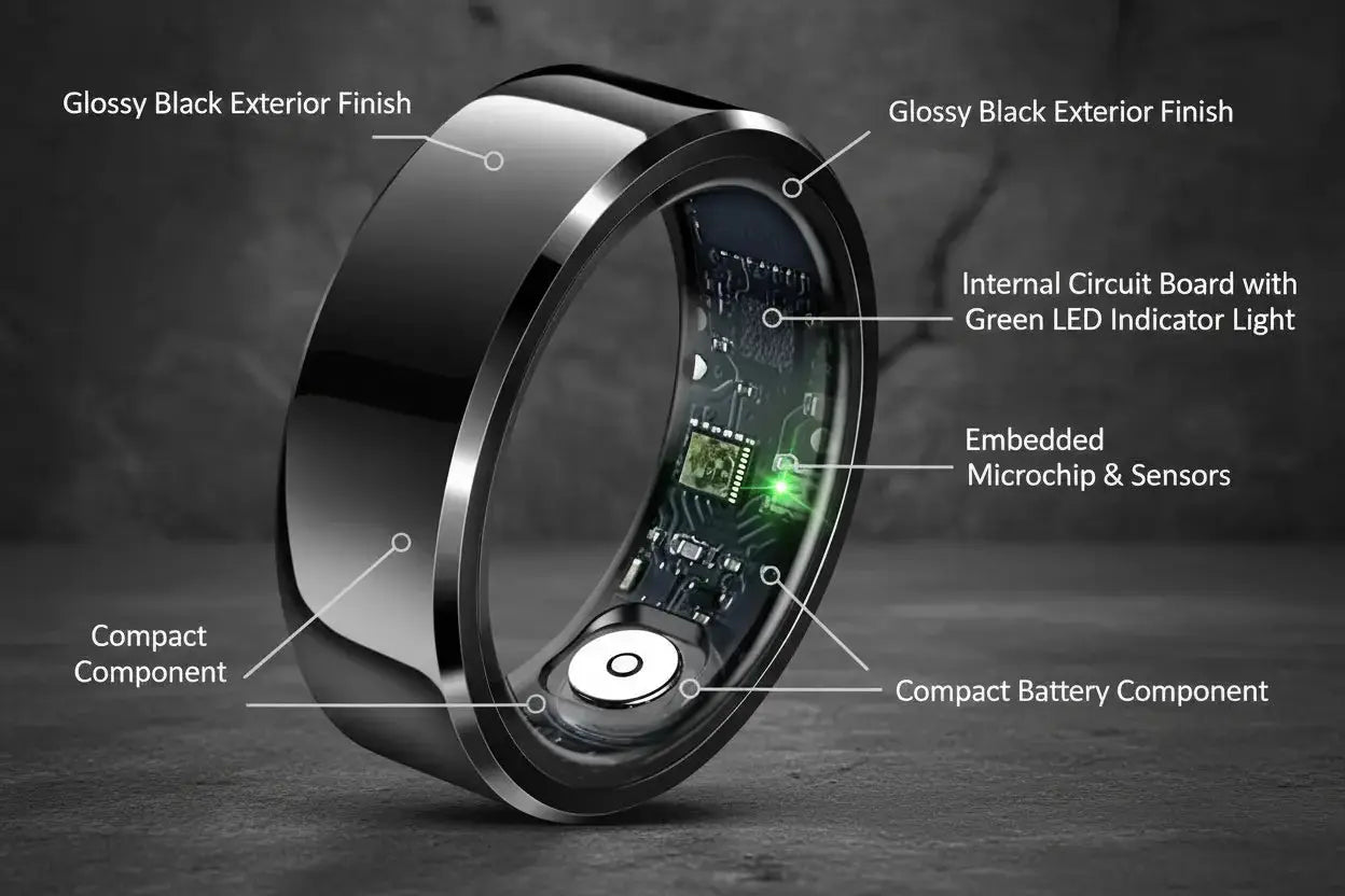 Smart Ring Health Rings Waterproof Heart Rate Monitor Calorie Counter Pedometer Distance Sleep Tracker Long Battery Life Fashion Step Counter Sports Smart Rings for Men Women The Blue Coil