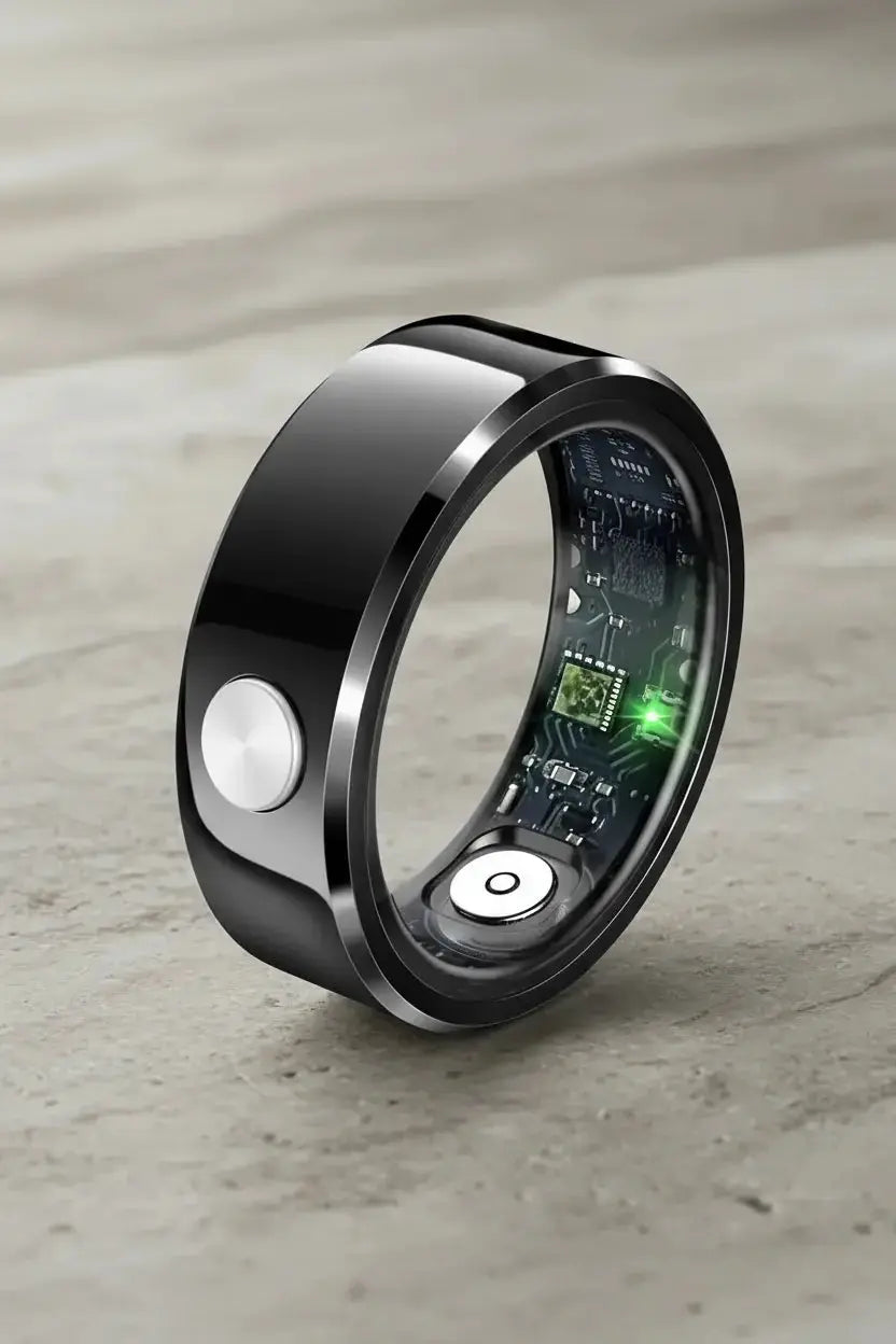 Smart Ring Health Rings Waterproof Heart Rate Monitor Calorie Counter Pedometer Distance Sleep Tracker Long Battery Life Fashion Step Counter Sports Smart Rings for Men Women The Blue Coil