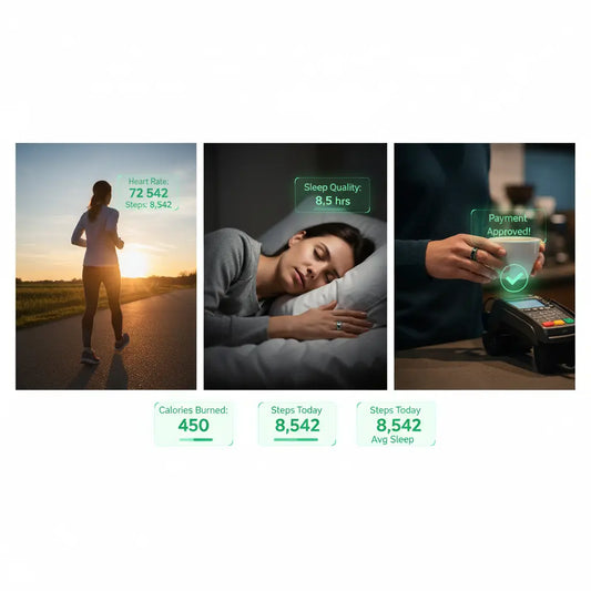 Smart Ring Health Rings with Heart Rate Monitor Calorie Counter Long Battery Life Casual Smart Rings for Men Women Compatible with iOS Android Phones Gold Ring - The Blue Coil Smart Ring 