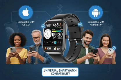 Smart Watch 1.96″ with Bluetooth Call Message Alert Smart Watch for Men 350mAh with 100+ Sports Modes for iOS Android The Blue Coil