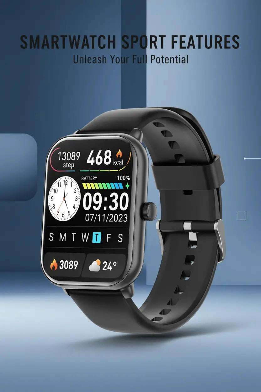 Smart Watch 1.96″ with Bluetooth Call Message Alert Smart Watch for Men 350mAh with 100+ Sports Modes for iOS Android