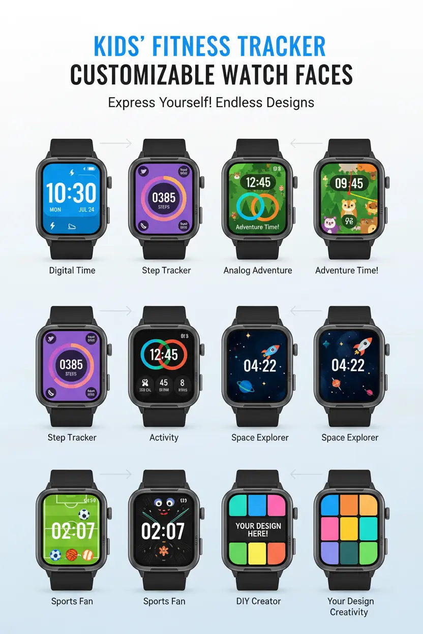 Smart Watch for Kids Kids Fitness Tracker Smartwatch for Boys Girls Teens Gifts Sleep Monitor Step Counter Pedometer DIY Watch Face Touch Screen