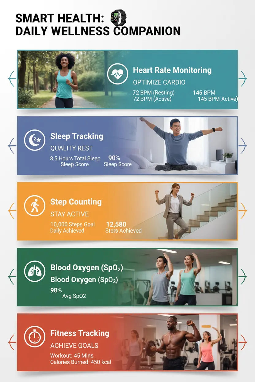 Smart Watch for Men Women Fitness Tracker Watch for iPhone Samsung Android Phone Compatible SmartWatch with Pedometer Heart Rate/Sleep Monitor Blood Oxygen IP68 Waterproof (Black)