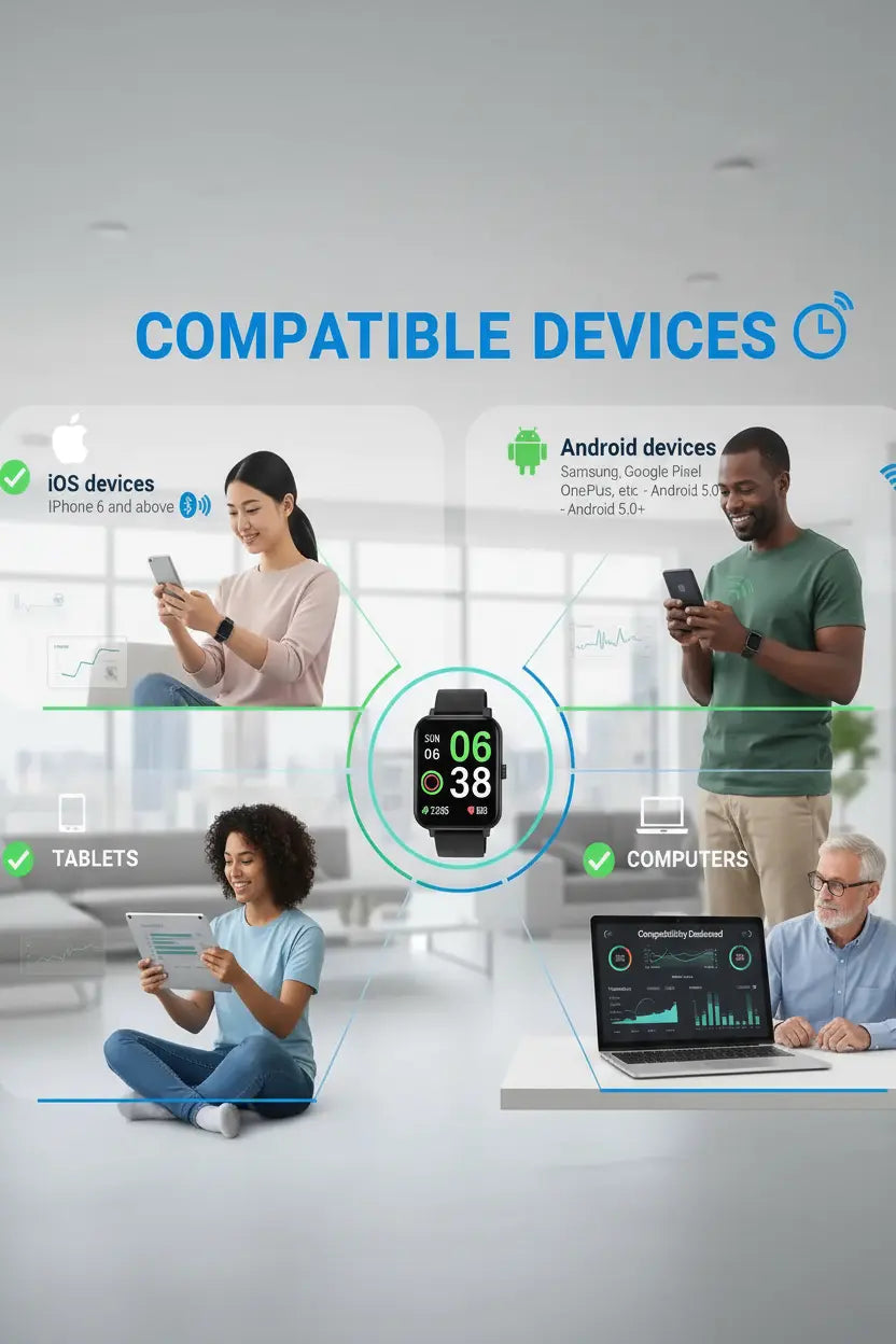 Smart Watch for Men Women Fitness Tracker Watch for iPhone Samsung Android Phone Compatible SmartWatch with Pedometer Heart Rate/Sleep Monitor Blood Oxygen IP68 Waterproof (Black)