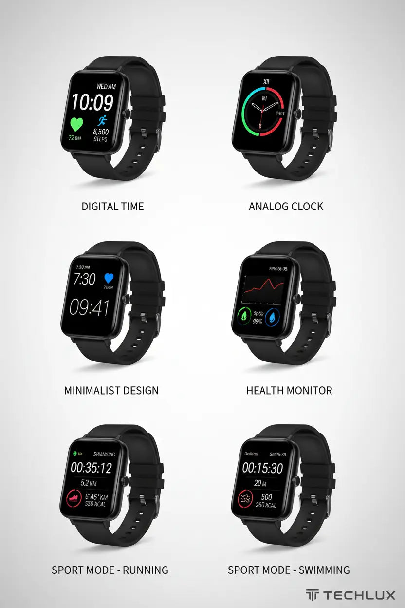 Smart Watch for Men Women Fitness Tracker Watch for iPhone Samsung Android Phone Compatible SmartWatch with Pedometer Heart Rate/Sleep Monitor Blood Oxygen IP68 Waterproof (Black)