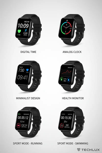 Smart Watch for Men Women Fitness Tracker Watch for iPhone Samsung Android Phone Compatible SmartWatch with Pedometer Heart Rate/Sleep Monitor Blood Oxygen IP68 Waterproof (Black)