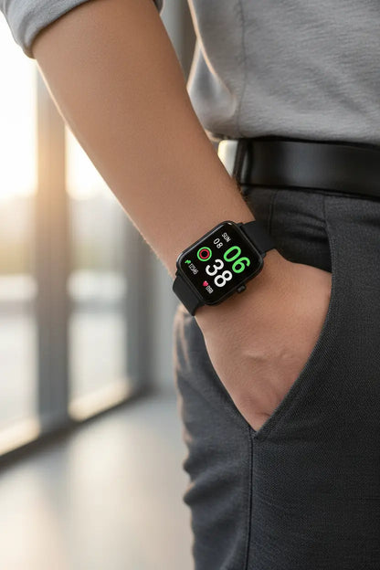 Smart Watch for Men Women Fitness Tracker Watch for iPhone Samsung Android Phone Compatible SmartWatch with Pedometer Heart Rate/Sleep Monitor Blood Oxygen IP68 Waterproof (Black)