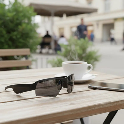 Sports Smart Glasses for Men Women Open Ear 5.3 Connectivity Sunglasses IPX4 Waterproof Magnetic Charging Noise Reduction with Speaker for Bike Outdoor Cycling Running Black Bluetooth Sunglasses The Blue Coil