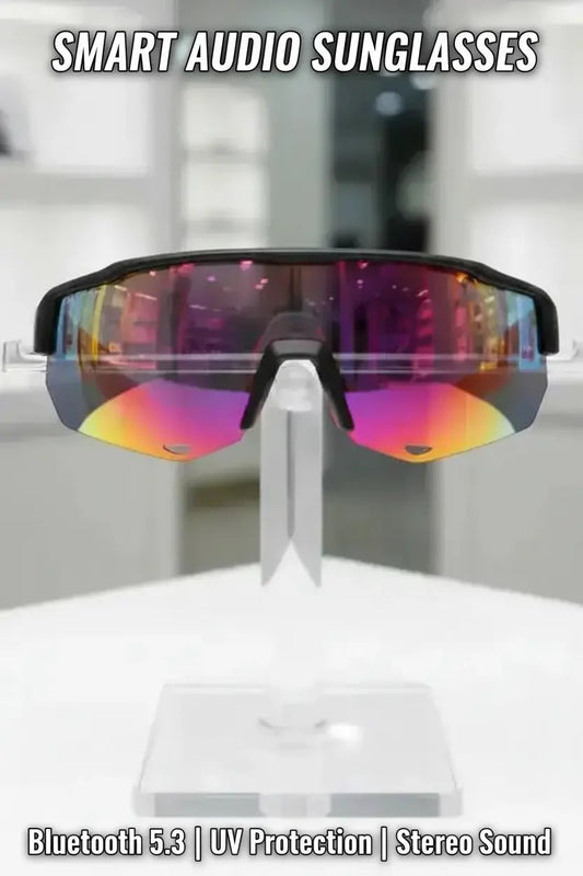 COSMOING Sport Smart Sunglasses Cycling Bluetooth Sunglasses for Men Women Magnetic Charging Bluetooth 5.3 with UV Protection Stereo Audio Wireless Headset for Cycling Running Hiking