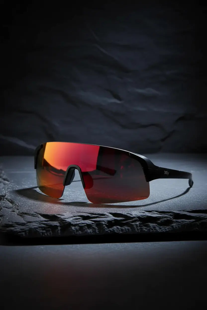 TriEye Cycling Glasses - Cycling Glasses with Rear-view Mirror - Cycling Sunglasses for Men & Women - Sports Sunglasses Cycling Goggles UV-400 - Durable Bicycle Glasses (Red)