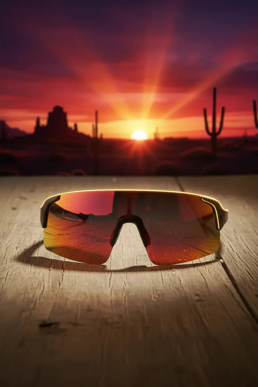 TriEye Cycling Glasses - Cycling Glasses with Rear-view Mirror - Cycling Sunglasses for Men & Women - Sports Sunglasses Cycling Goggles UV-400 - Durable Bicycle Glasses (Red)