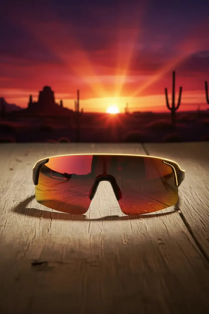 TriEye Cycling Glasses - Cycling Glasses with Rear-view Mirror - Cycling Sunglasses for Men & Women - Sports Sunglasses Cycling Goggles UV-400 - Durable Bicycle Glasses (Red)