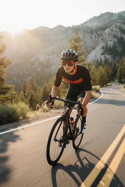 TriEye Cycling Glasses - Cycling Glasses with Rear-view Mirror - Cycling Sunglasses for Men & Women - Sports Sunglasses Cycling Goggles UV-400 - Durable Bicycle Glasses (Red)