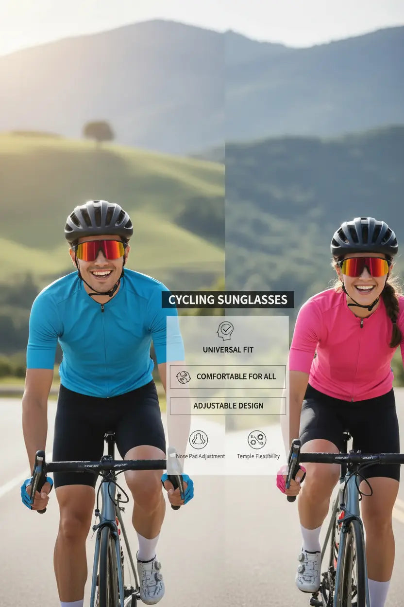 TriEye Cycling Glasses - Cycling Glasses with Rear-view Mirror - Cycling Sunglasses for Men & Women - Sports Sunglasses Cycling Goggles UV-400 - Durable Bicycle Glasses (Red)