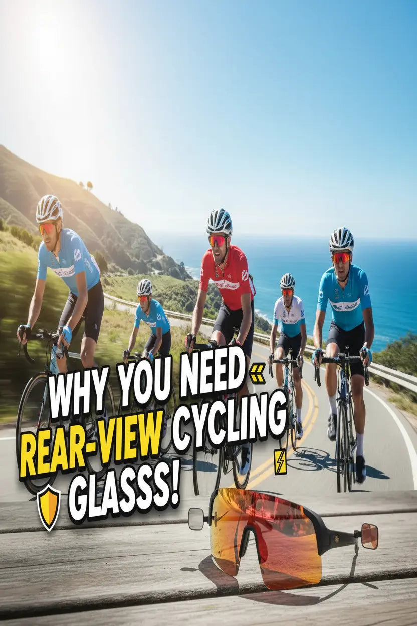 TriEye Cycling Glasses - Cycling Glasses with Rear-view Mirror - Cycling Sunglasses for Men & Women - Sports Sunglasses Cycling Goggles UV-400 - Durable Bicycle Glasses (Red)