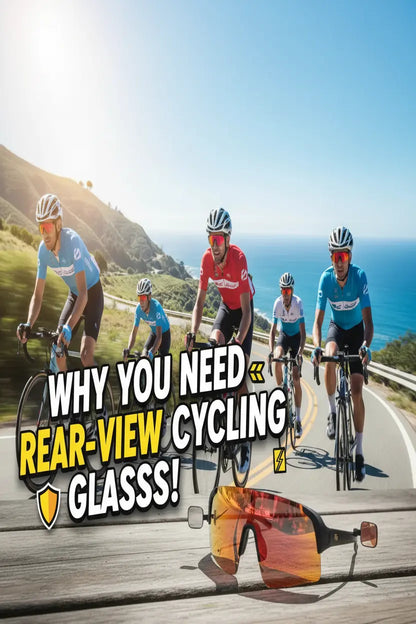 TriEye Cycling Glasses - Cycling Glasses with Rear-view Mirror - Cycling Sunglasses for Men & Women - Sports Sunglasses Cycling Goggles UV-400 - Durable Bicycle Glasses (Red)