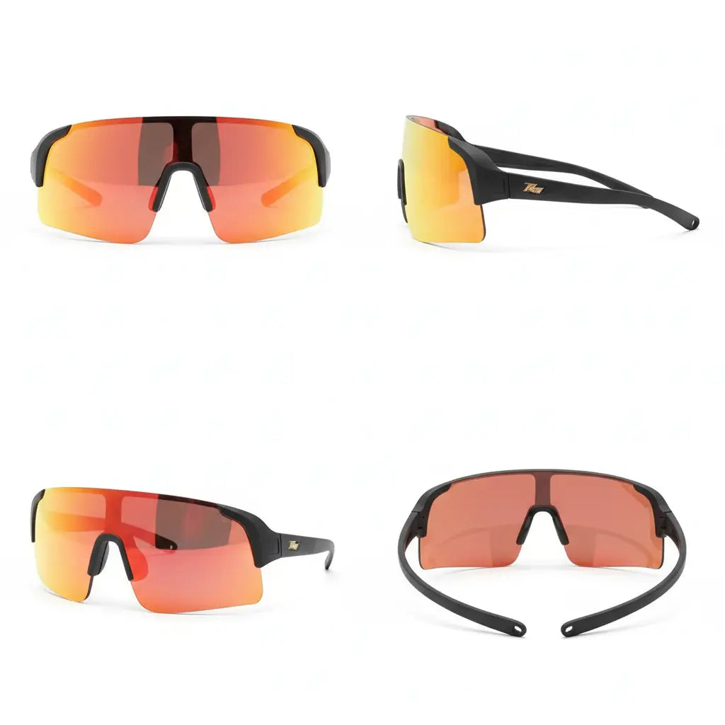 TriEye Cycling Glasses - Cycling Glasses with Rear-view Mirror - Cycling Sunglasses for Men & Women - Sports Sunglasses Cycling Goggles UV-400 - Durable Bicycle Glasses (Red)