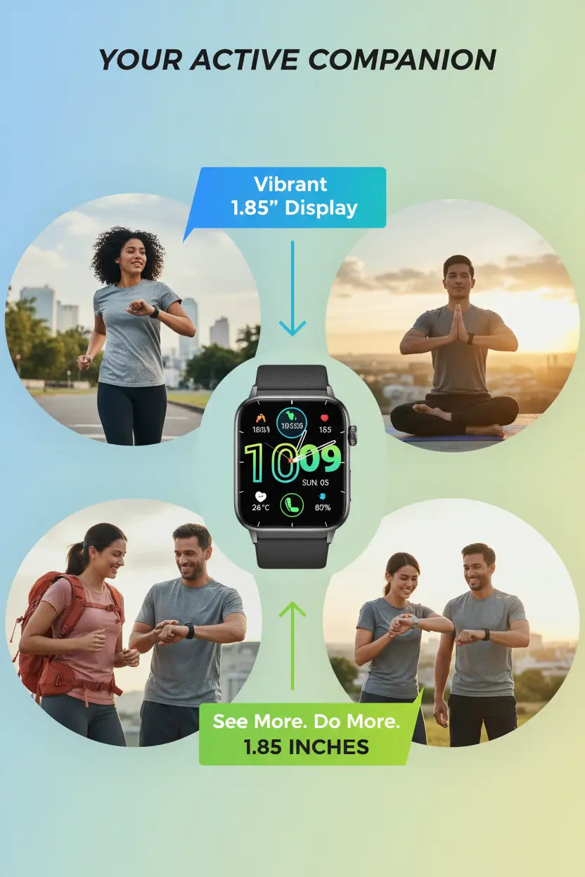 VKROBAG Smart Watch 1.85" - Your Ultimate Fitness Companion The Blue Coil