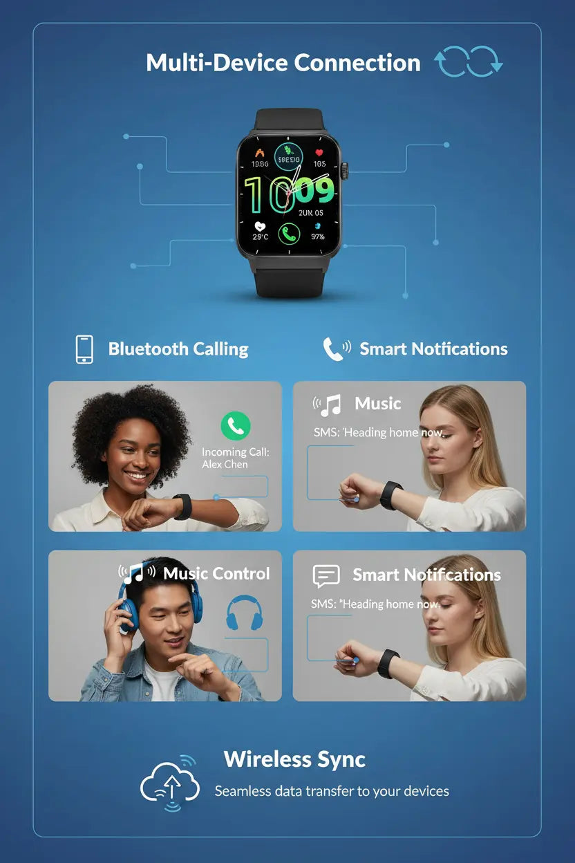 VKROBAG Smart Watch 1.85" - Your Ultimate Fitness Companion The Blue Coil