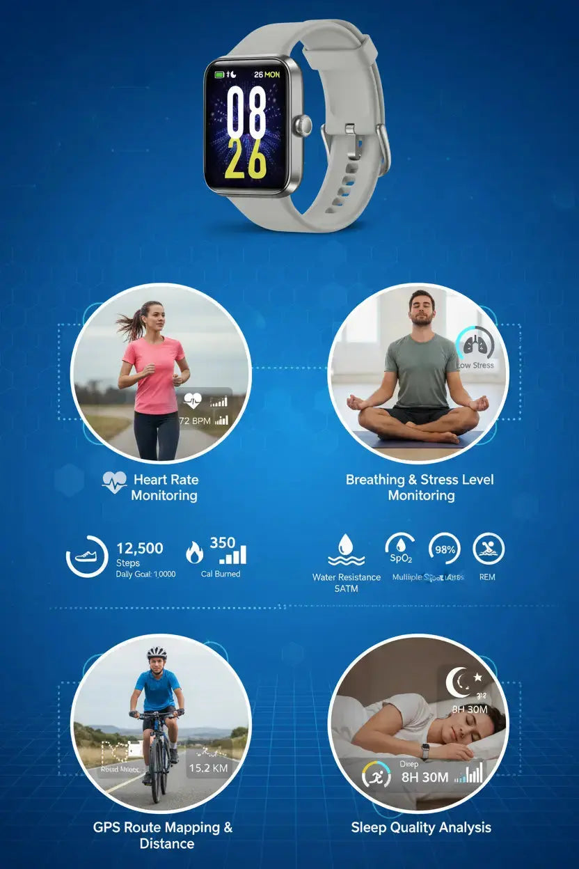 VRPEFIT Smart Watch for Men Women Activity Fitness Tracker with Sleep Monitor1.69" DIY Full Touch Display smartwatch for iPhone Android Phone 5ATM Waterproof