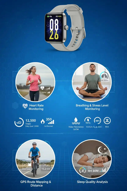 VRPEFIT Smart Watch for Men Women Activity Fitness Tracker with Sleep Monitor1.69" DIY Full Touch Display smartwatch for iPhone Android Phone 5ATM Waterproof