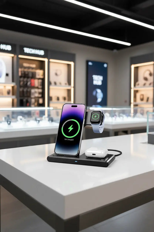 Wireless Charger iPhone Charging Station: 3 in 1 Charger Stand Multiple Devices for Apple - iPhone 16 15 14 Pro Max 13 12 11 - Watch 10 9 8 7 6 5 4 3 2 SE and Ultra Series - Airpods 4 3 2 Pro