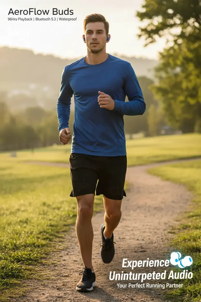 Wireless Earbuds Bluetooth 5.3 Headphones Ear Buds with Microphone 96Hrs Playback Sports Earhook Waterproof in Ear Earphones LED Power Display Headset Zyphorista/OCC1AM