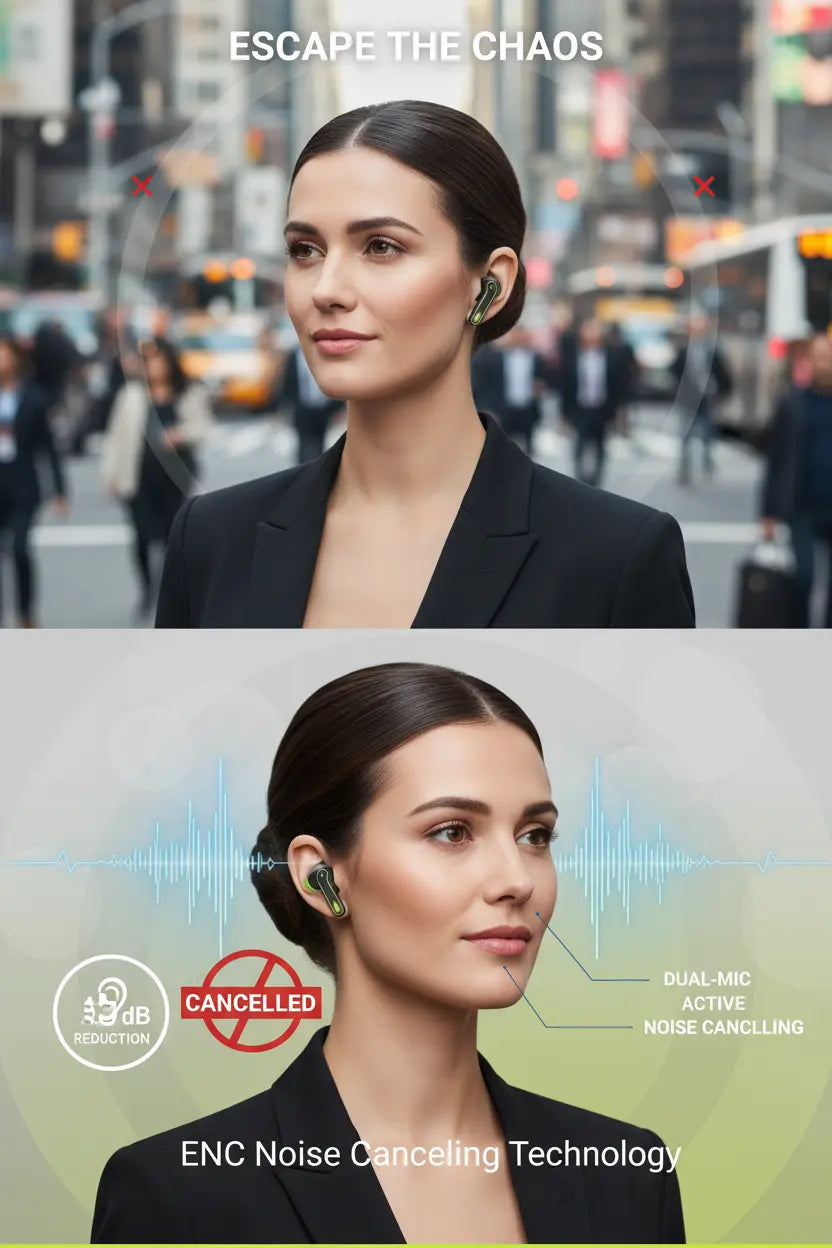 Wireless Earbuds Bluetooth 5.3 Headphones HiFi Stereo Wireless Earphones with ENC Noise Cancelling Mic IP7 Waterproof Mini Bluetooth Earbuds 48H Touch Control Ear buds for Android/iOS Black