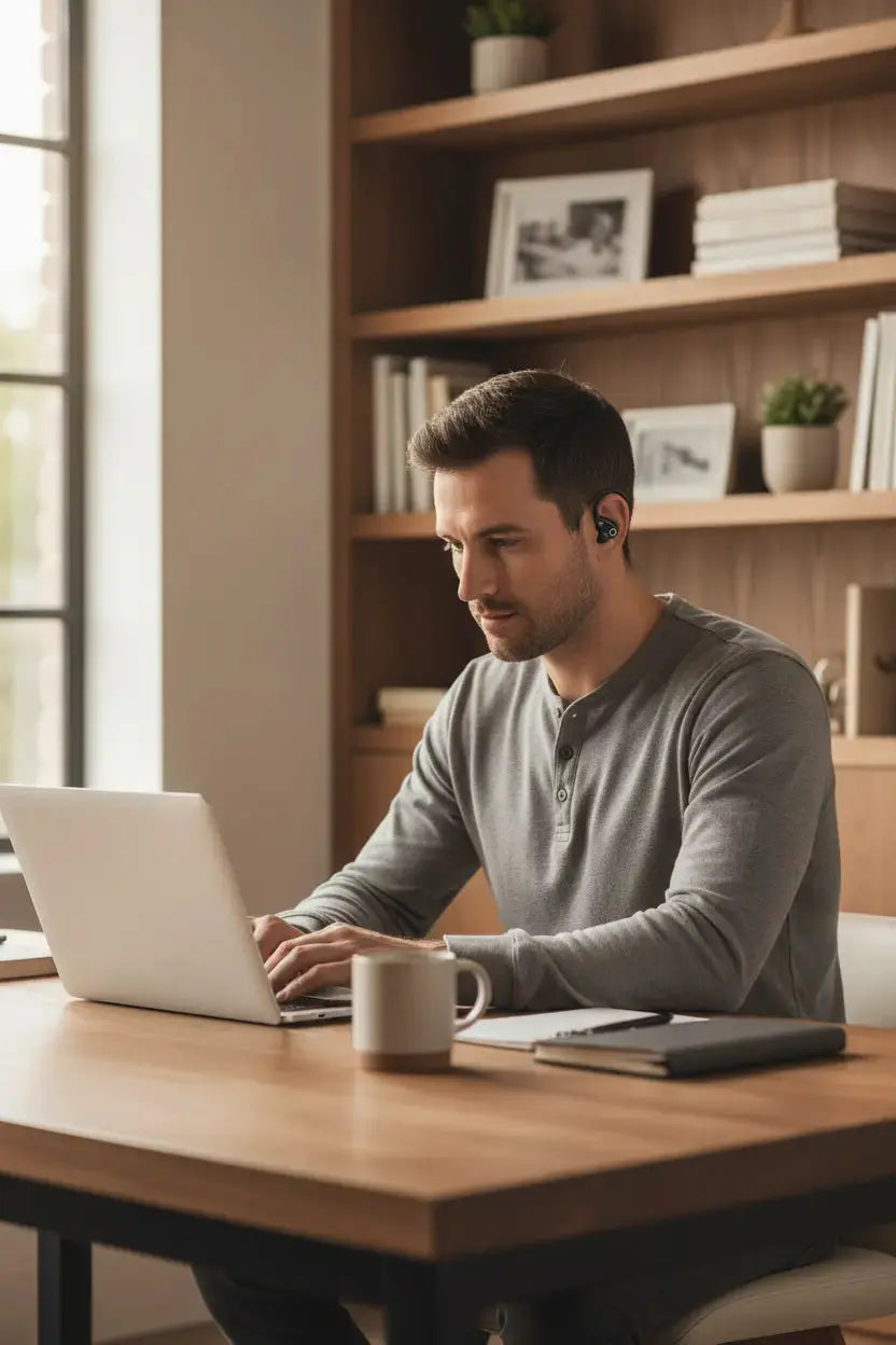 Wireless Earbuds Bluetooth 5.3 Headphones Stereo Bass ENC Noise Cancelling Mic HD Call Over Ear buds with Soft Earhooks for Sports 48H Playtime LED Display IP7 Waterproof Earphones for Android iOS Blue Coil Tech