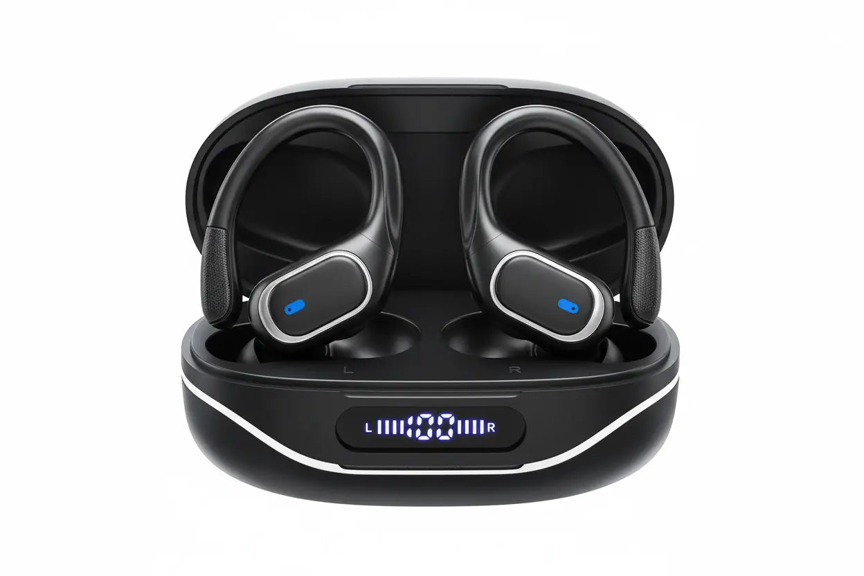 Wireless Earbuds Bluetooth Headphones 80Hrs Playtime Ear Buds IPX7 Waterproof Sports Earphones Wireless Charging Case Over-Ear Earhooks Headest