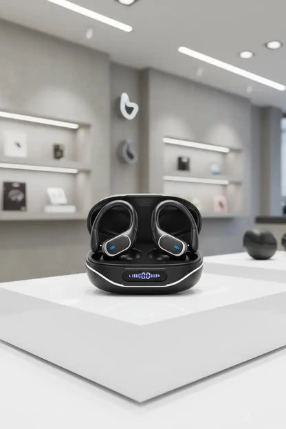 Wireless Earbuds Bluetooth Headphones 80Hrs Playtime Ear Buds IPX7 Waterproof Sports Earphones Wireless Charging Case Over-Ear Earhooks Headest Blue Coil Tech