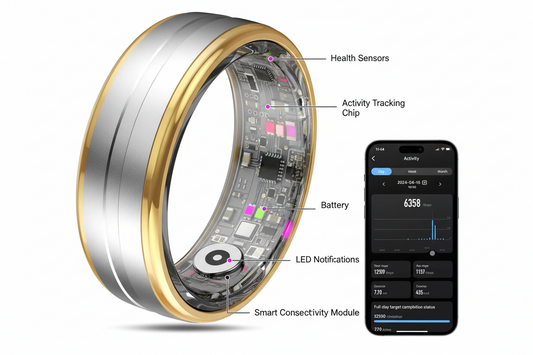 MagLoop Smart Ring Health Tracker for Men/WomenFitness Ring Sleep TrackerFast Charging for Long-Lasting Usefor Pedometer ExerciseMonitor Sleep Heart Rate StressWaterproof (Silver 10) - The Blue Coil Smart Ring 