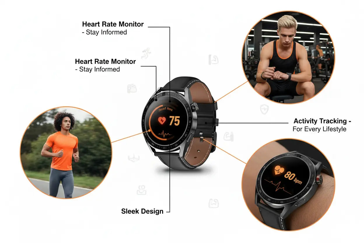 aigo Smart Watch for Men with Heart Rate Monitor Fitness Tracking Calorie Counter and Long Lasting Battery for iOS and Android Phones (Black) The Blue Coil