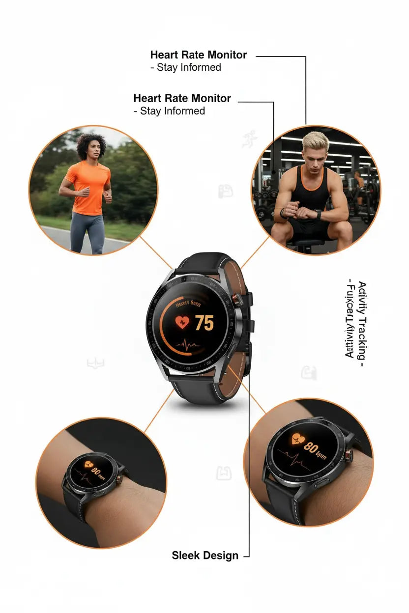 aigo Smart Watch for Men with Heart Rate Monitor Fitness Tracking Calorie Counter and Long Lasting Battery for iOS and Android Phones (Black) The Blue Coil