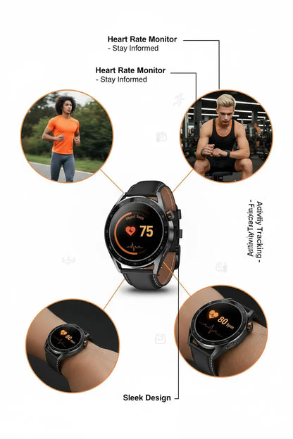 aigo Smart Watch for Men with Heart Rate Monitor Fitness Tracking Calorie Counter and Long Lasting Battery for iOS and Android Phones (Black) The Blue Coil
