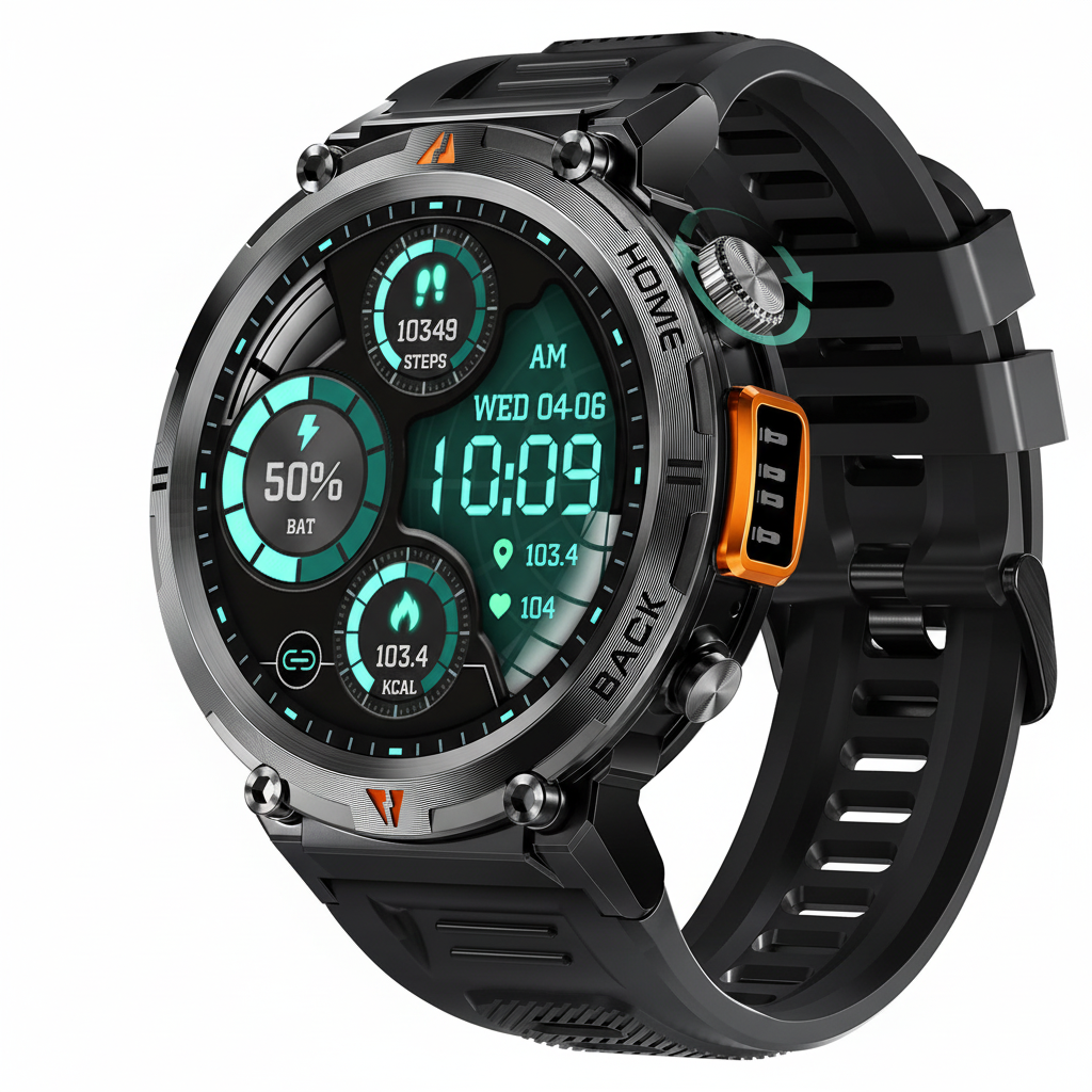 Military Smart Watch for Men (Call Receive/Dial) with LED Flashlight 1.45" HD Outdoor Tactical Rugged Smartwatch Sports Fitness Tracker Watch with Heart Rate Sleep Monitor for iPhone Android Phone