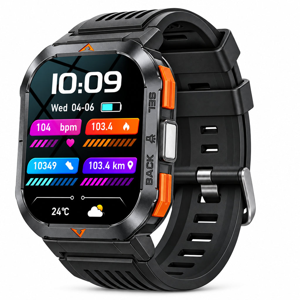 Smartwatch with water resistance feature on a white background
