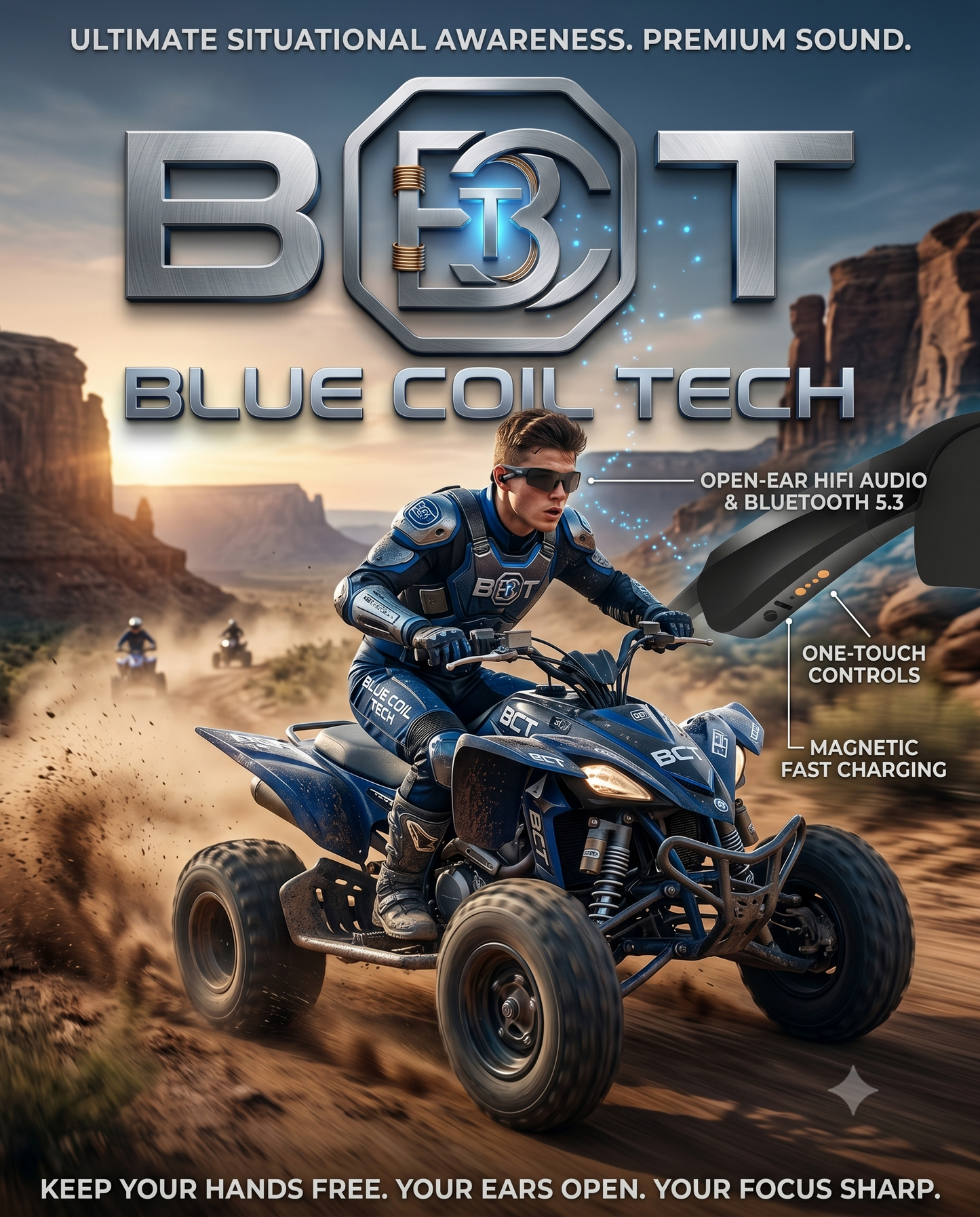 Blue Coil Tech Bluetooth Audio Sunglasses | Open-Ear Sports