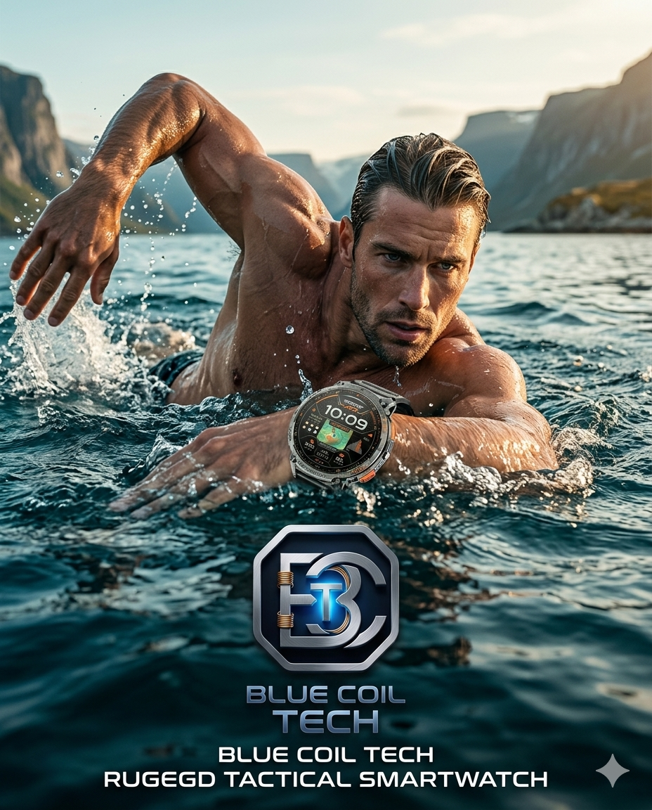 Blue Coil Tech Men's Tactical Smart Watch | Rugged Military