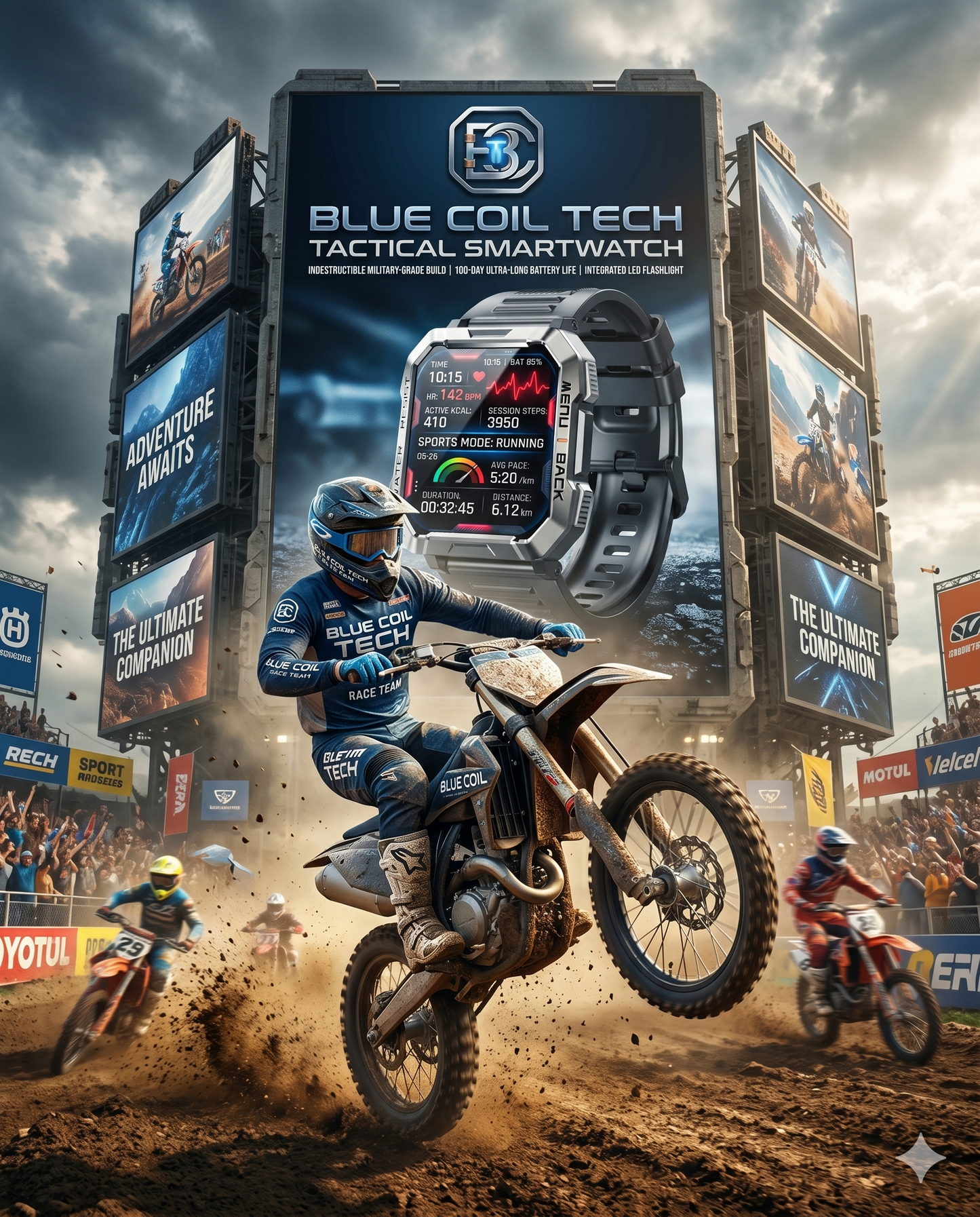 Blue Coil Tech Rugged Military Smartwatch