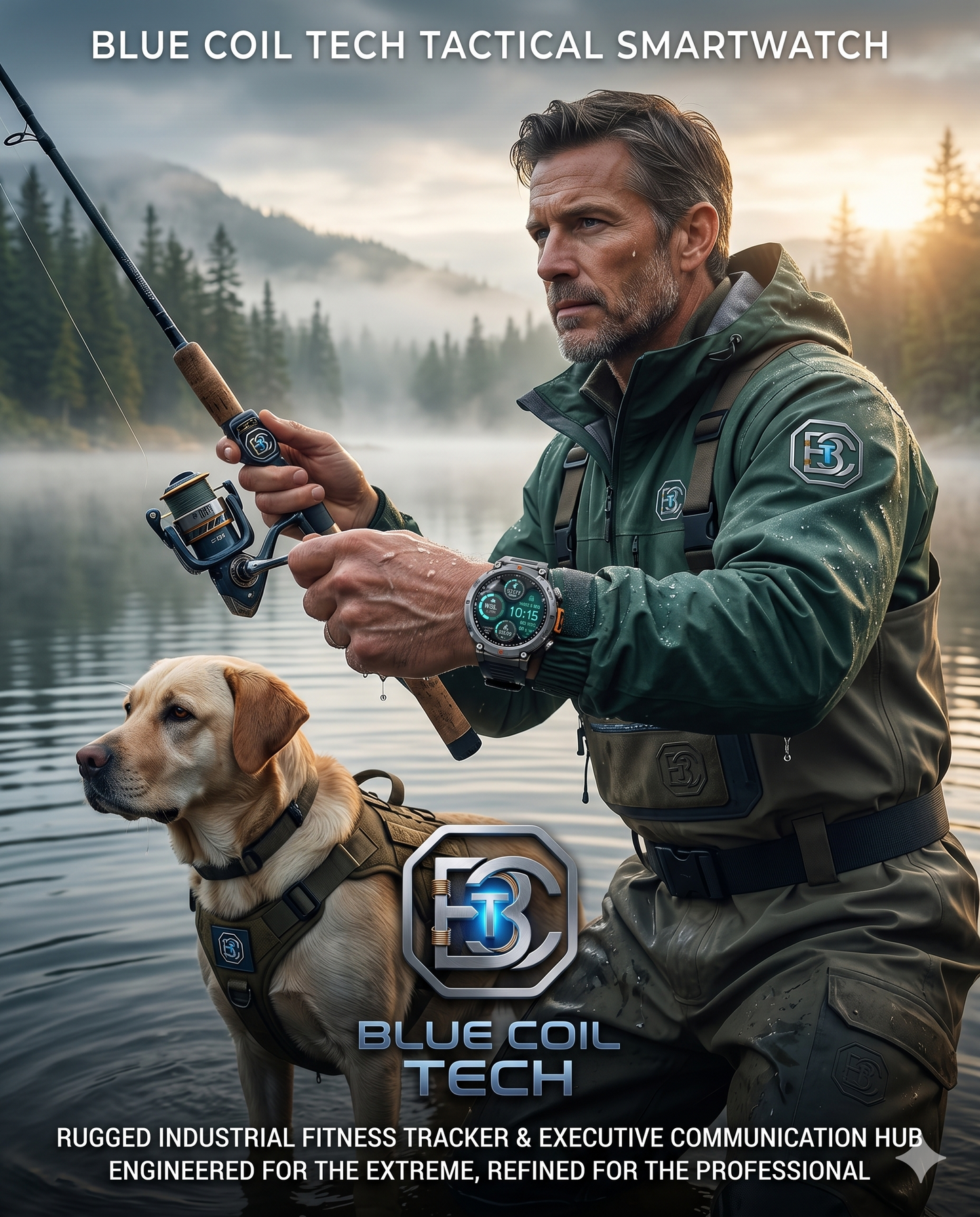 Blue Coil Tech Men's Tactical Smartwatch | Rugged 3ATM