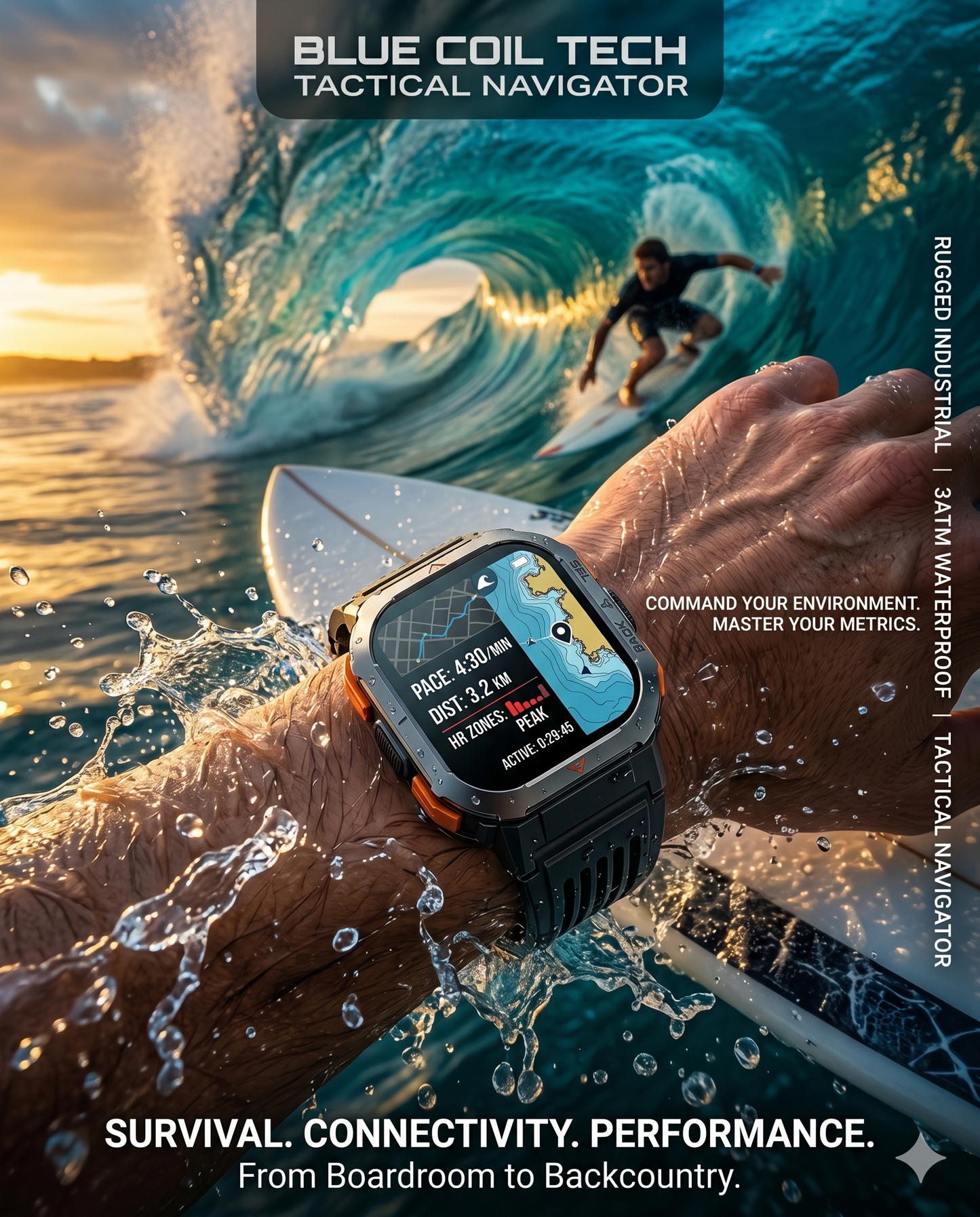 Military Smart Watch for Men with Call LED Flashlight 3ATM Waterproof 2.02" Large Screen Rugged Tactical Smartwatch with Compass Fitness Watch with Heart Rate Blood Pressure Monitor for iPhone Android