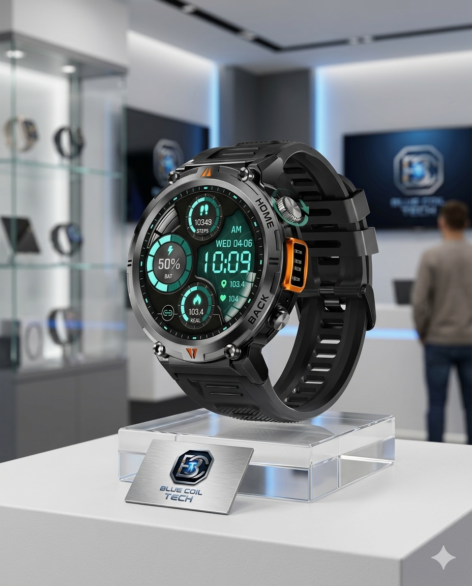 Blue Coil Tech Men's Tactical Smartwatch | Rugged 3ATM