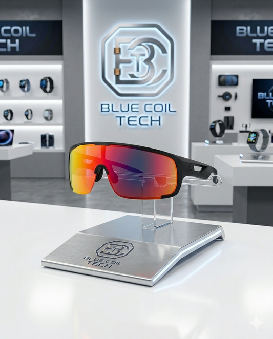 Blue Coil Tech Bluetooth Audio Sunglasses – Smart Wireless Sport Design with Microphone