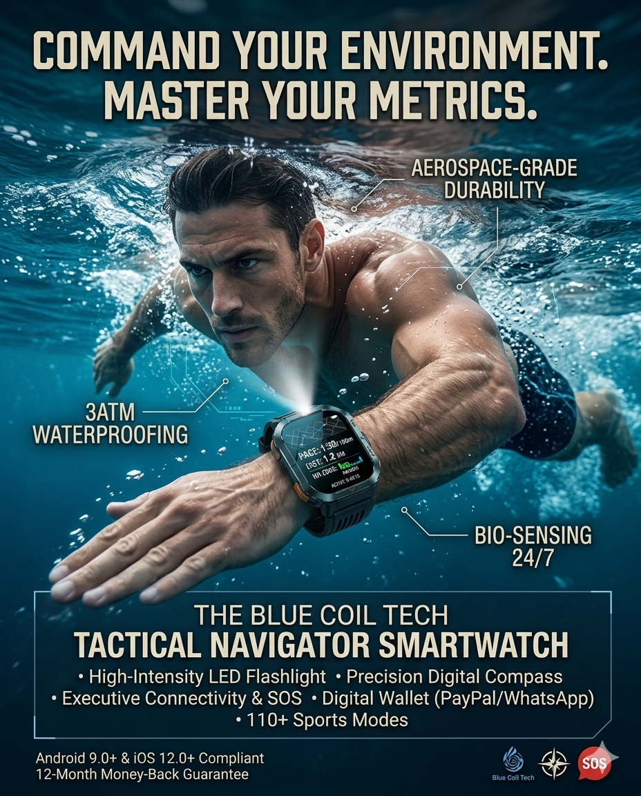 Military Smart Watch for Men with Call LED Flashlight 3ATM Waterproof 2.02" Large Screen Rugged Tactical Smartwatch with Compass Fitness Watch with Heart Rate Blood Pressure Monitor for iPhone Android