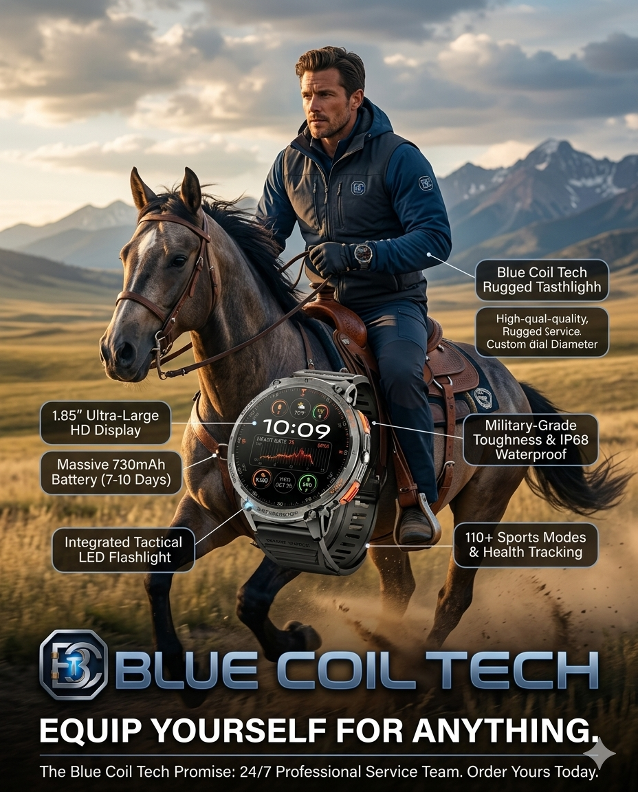 Blue Coil Tech Men's Tactical Smart Watch | Rugged Military