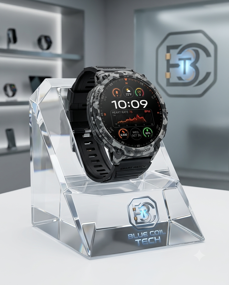 Blue Coil Tech Men's Tactical Smart Watch | Rugged Military